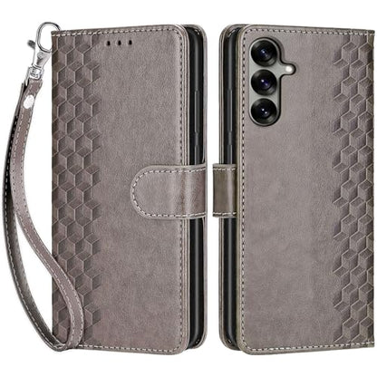 for Samsung Galaxy S25 Wallet case, Gray-Cube | 3 Card Holders, Kickstand, Shockproof TPU Shell, PU Leather, Magnetic Closure, Protective Flip Folio Cover, Women - color: 10