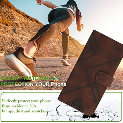 for Samsung S21 Case Wallet Card Holder Strap (Brown) | PU Leather Pattern, Card Slots, Cash Pocket, Kickstand, Magnetic Closure, Flip Cover, TPU Inner, Shockproof Protective - color: Brown