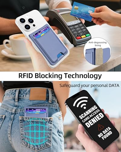 For Magsafe Wallet Stand, 6 Cards Holder, RFID Blocking | Stronger Magnetic Wallet for iPhone 17/16/15/14/13/12 Series, Magnetic Card Holder, ID Window, Vegan Leather, Lavender purple - color: Lavender purple