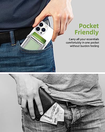 For Magsafe Wallet, Strongest Magnetic Wallet for iPhone 17/16/15/14/13/12 Series, Magnetic Card Holder with 2 Card Slots, RFID Blocking, Vegan Leather, Hold 7 Cards, Light Green | Magnetic Wallet for iPhone 17/16/15/14/13/12 Series, Magnetic Card Holder