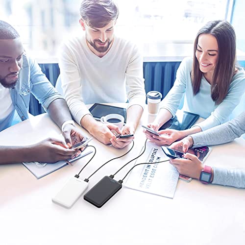 [2 Pack] Portable Charger Power Bank 10000mAh,Ultra Slim Compact External Battery Pack with USB C Input & Dual USB Outputs Backup Charger Compatible with iPhone 13,12, Samsung S20,Tablet -Black+White - color: Black+White