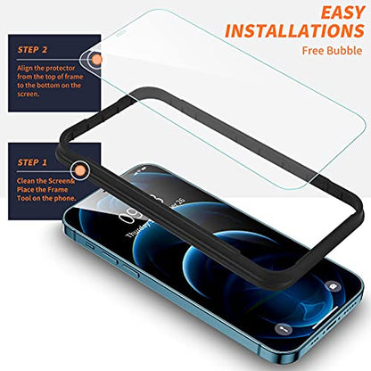 ImpactStrong 3-Pack Shatterproof Tempered Glass Screen Protector for iPhone 12 Pro Max [Easy Installation Frame] [Bubble Free] [9H Hardness] [Full Coverage] Case Friendly, 6.7 Inch - size: iPhone 12 Pro Max
