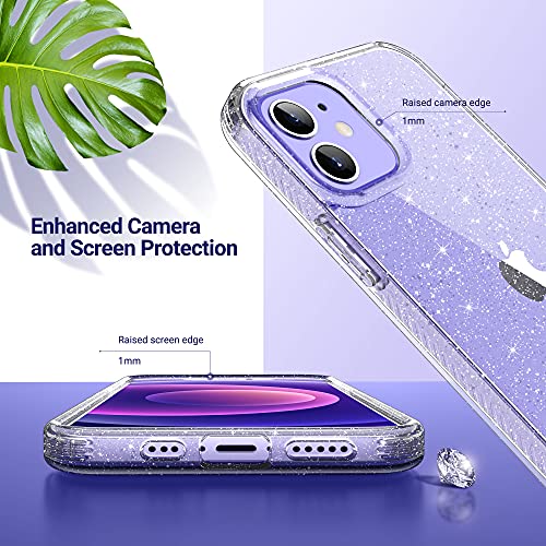ULAK Compatible with iPhone 12 Case Clear Glitter, Transparent | Sparkle Bling Soft TPU Women Girls Shockproof Protective Phone Case Designed for iPhone 12 & iPhone 12 Pro 6.1 inch - color: Clear