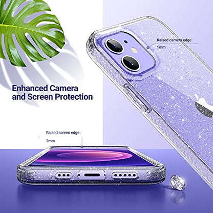 ULAK Compatible with iPhone 12 Case Clear Glitter, Transparent | Sparkle Bling Soft TPU Women Girls Shockproof Protective Phone Case Designed for iPhone 12 & iPhone 12 Pro 6.1 inch - color: Clear