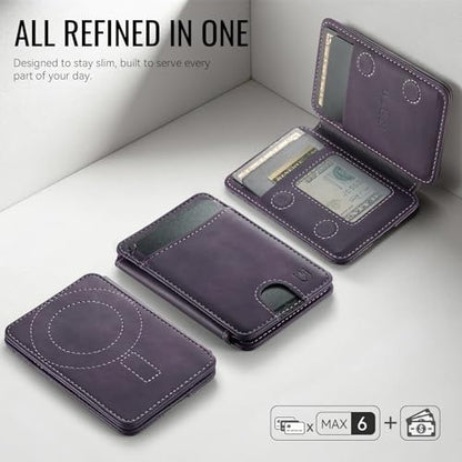 for Magsafe Wallet Magnetic RFID Blocking Card Holders, Retro Purple - color: Retro Purple