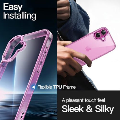 JETech Case for iPhone 16 Plus, Anti-Yellowing, Pink | Shockproof Protection, Scratch Resistant Hard PC Back, Durable Transparent TPU Bumper - color: Pink, size: iPhone 16 Plus