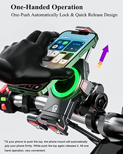 BRCOVAN Aluminum Alloy Motorcycle Phone Mount with Qi 15W Wireless Charger - color: BLACK