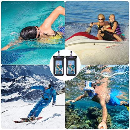 Waterproof Phone Pouch Floating, 2 Pack IP68 Dry Bag Cell Phone Case | Waterproof Phone Case with iPhone 17 16 15 14 Pro Max, Snorkeling Beach Swimming Cruise Travel Essentials, Lanyard Included - color: Purple*2