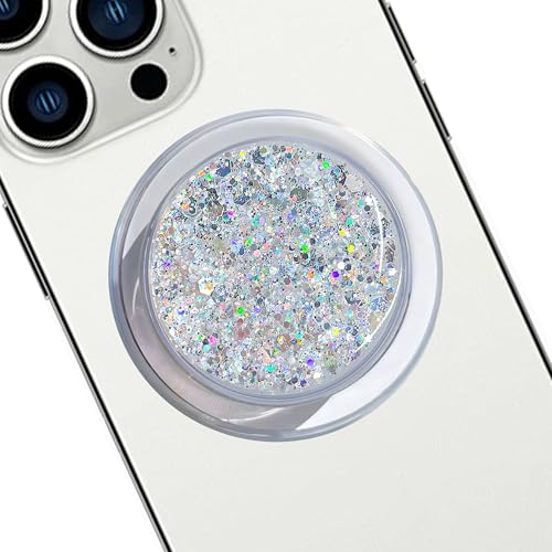 Magnetic Retractable Phone Stand, Phone Grip, Suitable for Round Foldable Phones and Tablet Accessories - Transparent Shine(Magnetic Silver) - color: Magnetic silver