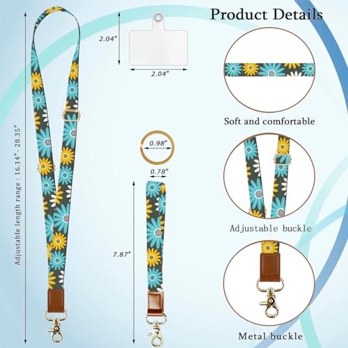 Phone Lanyard Wrist Strap Crossbody Adjustable, Cell Phone Lanyard for Around The Neck Shoulder Wristlet Strap - color: Colorful Daisy