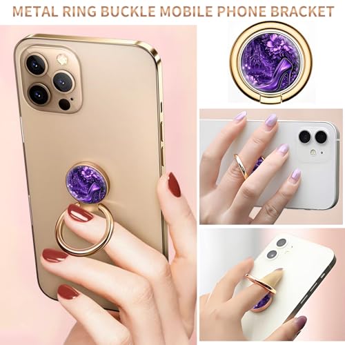Cell Phone Ring Holder, Cute Metal Phone Grip Stand Finger Ring Kickstand, Flexible 360°Rotation Phone Tablet Case Accessories Compatible with Most Phones Purple Floral Heels - color: Purple Floral Heels