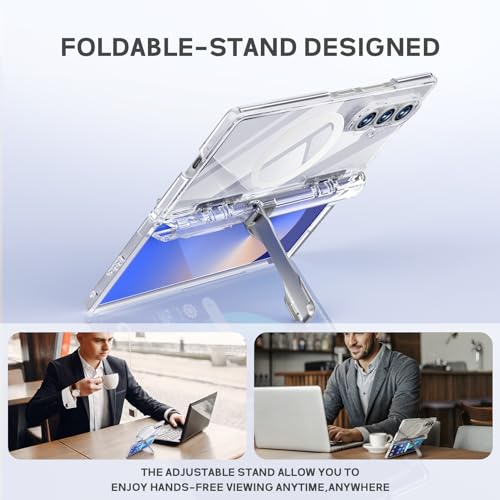 for Samsung Galaxy Z Fold7 Case, [Compatible with Magsafe], [Invisible Kickstand & HD Screen Protector], Anti-Yellowing Protective Phone Case for Samsung Galaxy Z Fold 7, Clear - color: Clear
