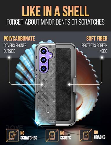 Designed for Samsung Galaxy S24 Plus Case with Belt Clip Holster | Rugged Holster & Protective Phone Case Combo with Anti-Slip Texture - Black - style: Galaxy S24 Plus