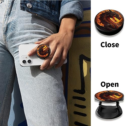 [2 Pack] Cell Phone Grip with Expanding Kickstand, Flame Dragon - color: Flame Dragon