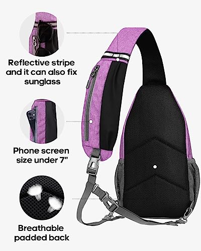 WATERFLY Crossbody Sling Backpack Sling Bag Travel Hiking Chest Bag Daypack | Additional Triangular Strap,Skin-Friendly Shoulder Strap,,Multi-compartment storage,Water-resistant,Breathable back pad - color: Purple(other Style)