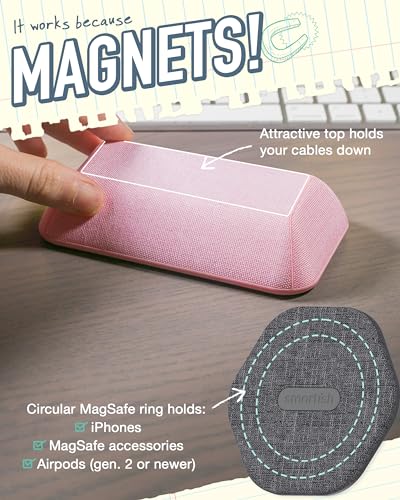 Smartish Bigger Cable Wrangler + MagSafe Mountaineer Wall Mount Bundle - Stick on Adhesive Phone Holder with Extra Strength Magnet for Apple MagSafe Accessories - I'm Blushing