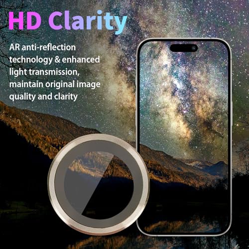 Camera Lens Protector for iPhone 14 Pro/14 Pro Max, Gold - color: Gold