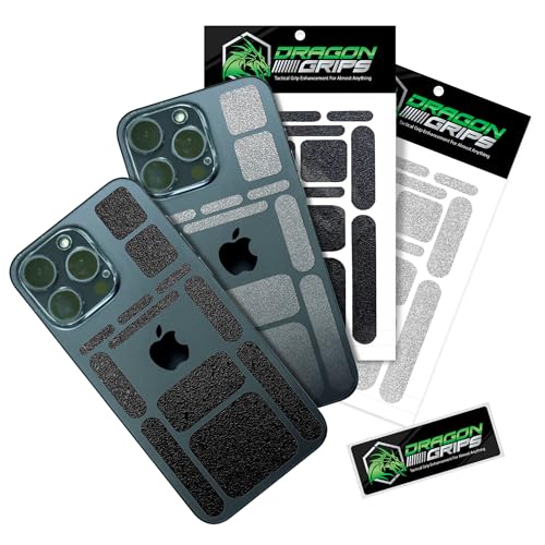 Dragon Grips 13pc Rubber Grip Tape, Non-Slip Adhesive Phone Grip Stickers - color: Black and Clear, size: 2 pack