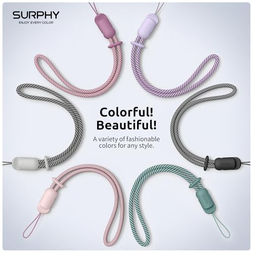 SURPHY 3 Pack Phone Wrist Strap, Phone Lanyard with Cellphone Tether Tab - color: Black & Lilac & Gray