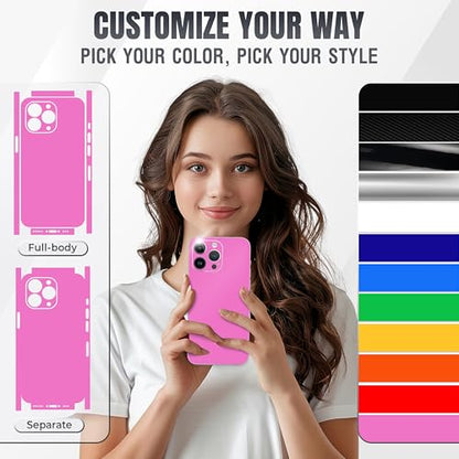 2Pcs Skin Wrap Compatible for iPhone 15 Pro – Slim Decal Vinyl Protective Film for Sides & Back – Sleek Fit, Premium Look – Compatible with All iPhone 15 Pro Cases - Pink - color: Pink