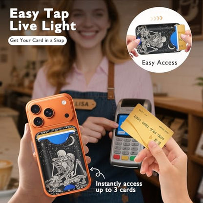 Compatible with Magsafe Wallet Magnetic Card Holder - Black Skeleton Phone Wallets for Women Teen Girls Cute for iPhone 17/16/15/14/13/12 Series Slim for Apple Mag RFID Magnet,Fit 3 Cards - color: Black Skeleton
