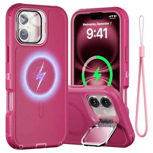 Follaroma for iPhone 16 Case with Magnetic,Heavy Duty Case,6.1'', Hot-Pink - color: Hot-pink, size: iPhone 16 6.1''