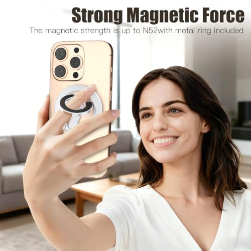 Magnetic Phone Ring Grip for MagSafe Compatible with iPhone Samsung(Silver) - color: Silver