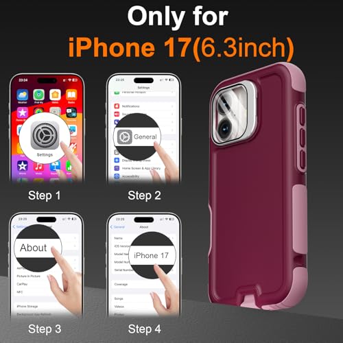 Follaroma Magnetic for iPhone 17 Case with Camera Stand, Purple Pink, 6.3" | Built-in Glass Camera Cover,Compatible with MagSafe,Heavy Duty Shockproof Protective,Military-Grade Anti-DropDual Layer Cover - color: Purple Pink, size: iPhone 17 6.3''