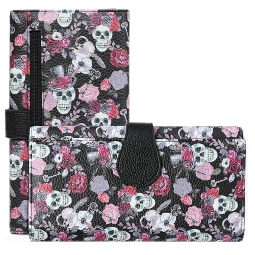 GOIACII Women's Wallet RFID Blocking Large Capacity Card Holder Ladies Phone Clutch Travel Long Purse Skull Goth - color: Z01 Skull Goth Black