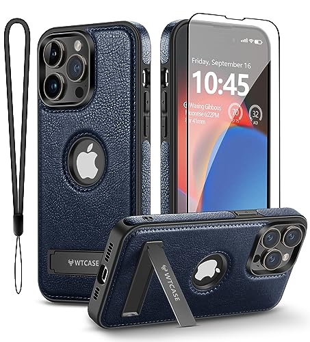 WTCASE Magnetic for iPhone 15 Pro Max Leather Case,Built-in Invisible Stand [Compatible with Magsafe] Protective Slim Kickstand Phone Cover Compatible with iPhone 15 Pro Max (2023) 6.7" (Blue) - color: Blue, size: iPhone 15 Pro Max-6.7"
