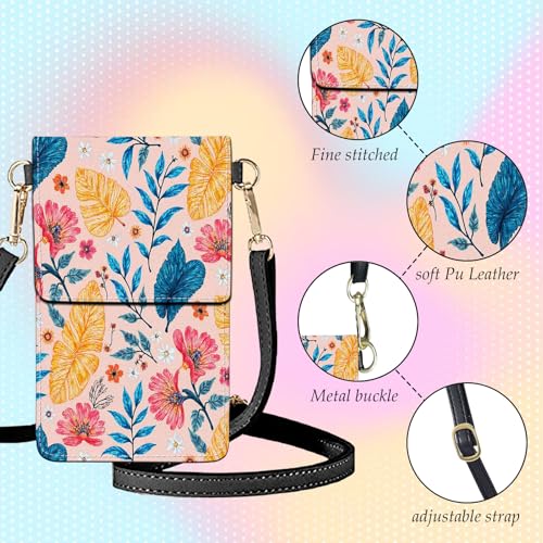 Small Crossbody Bags for Women Touchscreen Cell Phone Bag Cross Body Purses with adjustable Strap,Gifts For Teenage Girls - color: Boho Florals
