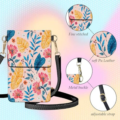 Small Crossbody Bags for Women Touchscreen Cell Phone Bag Cross Body Purses with adjustable Strap,Gifts For Teenage Girls - color: Boho Florals