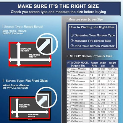 2 Pack 27" Anti Glare Matte Screen Protector for Sceptre/LG/Dell/HP/Acer/ViewSonic/ASUS/Aoc/Samsung/KOORUI/InnoView/CRUA/BenQ/SANSUI Diagonal 27" 16:9 LED PC Screen Gaming Monitor (23.5" x 13.3" / W x H) - size: 27 inch