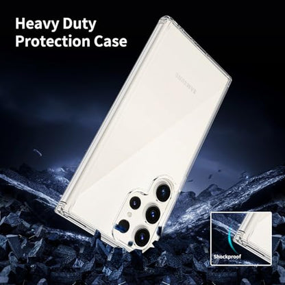 for Samsung Galaxy S23 Ultra Case Clear, 6.8 Inches Heavy Duty Protection Wireless Charging Compatible Lightweight Shockproof Anti-Slip Transparent Protective Phone Cover - color: Clear