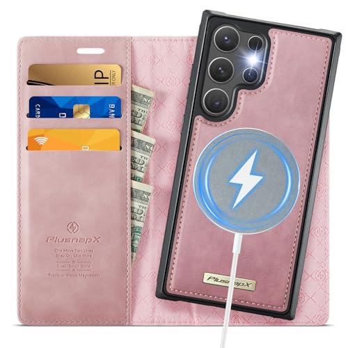 for Samsung Galaxy S26 Ultra 2in1 Detachable Wallet Case, Pink | Compatible with Magsafe, Magnetic, RFID Blocking Card Holder, Shockproof, Kickstand, Wireless Charging, PU Leather Flip Cover - color: (Detachable 2 in 1)-Pink, size: Galaxy S26 Ultra