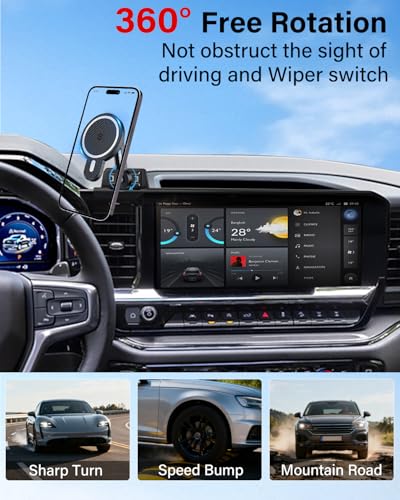 PZK Car Phone Holder for 2022-2026 Chevy Silverado/GMC Sierra 13.4'' Screen - color: Magsafe+ Wireless Charger, size: Silverado/GMC Sierra 2022-2026 (Extension Rod)