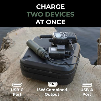 NESTOUT Rugged Power Bank, 5000mAh Outdoor Battery Pack, 15W USB C Fast Charging, Waterproof IP67, Durable Shockproof, Tactical Charger for Phone Military EDC Hiking Survival Camping (Olive Green) - color: Olive Green