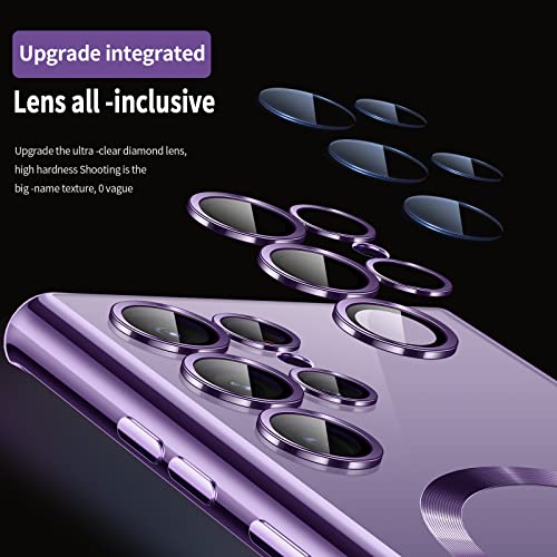 Hurgoer for Samsung Galaxy S23 Ultra Case（only）, Covers for s23u .Magnetic Glossy Slim Clear Luxury Soft Shockproof funda capa para for Galaxy S23 Ultra 6.8 inch .Compatible with MagSafe(Purple) - color: Purple