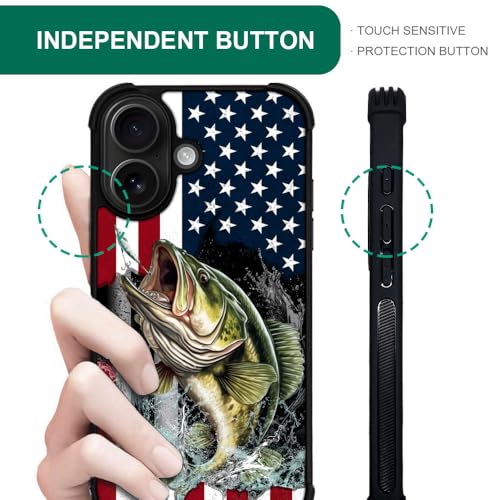 case for iPhone 17,Compatible with Magsafe,All-Round Protection Shockproof Anti-Scratches TPU Case Cover-Vital Bass Fish American Flag - color: Vital bass fish American flag, size: IPhone 17