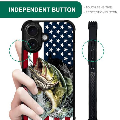 case for iPhone 17,Compatible with Magsafe,All-Round Protection Shockproof Anti-Scratches TPU Case Cover-Vital Bass Fish American Flag - color: Vital bass fish American flag, size: IPhone 17