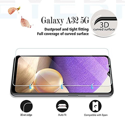 Galaxy A32 5G HD Clear Tempered Glass Screen Protector, [2 Pack] [3D Glass] [Bubble-Free] [Anti-Glare] Screen Protector Glass For Samsung Galaxy A32 5G - size: Galaxy A32