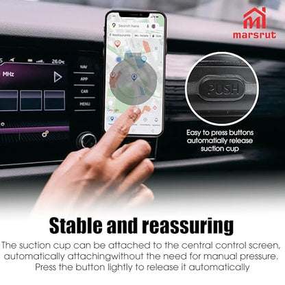 Magnetic Grip Pro 360° Stand, Vacuum Car Cell Phone Mount Holder with Suction Cup, Rotatable, Double-sided Adsorption Adjustable Powerful Strong Magnet, Foldable Portable Electric Mobile Holder, Black
