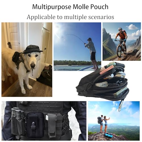 2 Pack Tactical Molle Pouch, Universal EDC Waist Bag Pouches, Outdoor Belt Bags Gear Tool Gadget Pocket with Cell Phone Holster Kakhi - color: Black