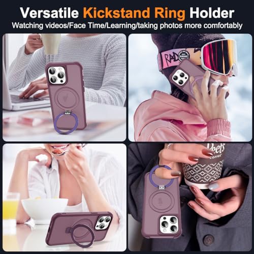 SKYLMW Compatible with iPhone 11 Pro Max Case with Stand,Wine Red | iPhone 11 Pro Max Phone Case 6.5",Magnetic Ring Stand,Compatible with MagSafe,Military-Grade Protection,Great Grip Feeling - color: Wine Red, size: Iphone 11 Pro Max