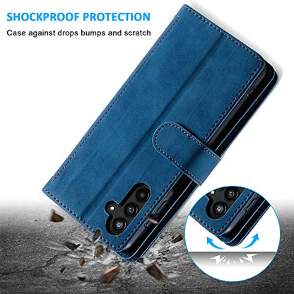 EYZUTAK Wallet Phone Case for Samsung Galaxy A15 4G/5G, Retro Matte 9 Card Holder Slots Zipper Pocket Handbag Case PU Leather Magnetic Closure Kickstand with Wrist Strap Flip Folio Purse Case - Blue - color: Blue, size: Samsung Galaxy A15 4G/5G