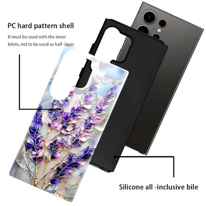Case for Samsung Galaxy S26 Ultra,Camera Protection Soft Glossy Phone Case - Lavender Flower Purple Stained Glass - color: Lavender Flower Purple Stained Glass, size: Samsung Galaxy S26 Ultra