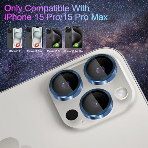 Camera Lens Protector for iPhone 15 Pro/15 Pro Max, Dark Blue - color: Dark Blue