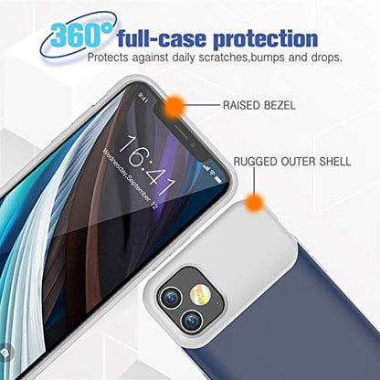Battery Case for iPhone 12 Mini, Full Encircle 6000mAh Ultra-Slim Rechargeable Portable Charging Cover Extended Battery Pack Compatible with iPhone 12 Mini (5.4 inch) Charger Case Support Carplay-Blue