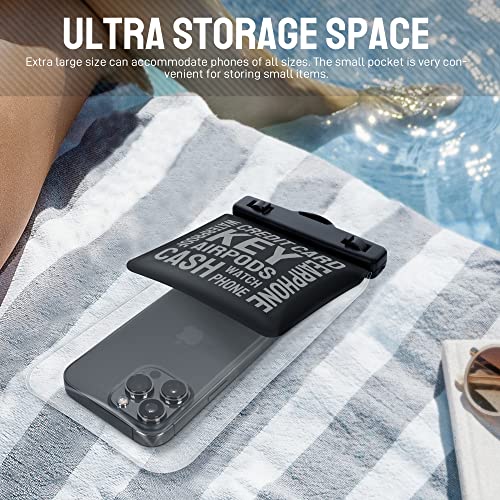 Universal Waterproof Phone Pouch [Double Space] IPX8 Dry Bag with Lanyard for iPhone 16 15 14 13 12 Pro Max XS XR X Galaxy S25 S24 S23 Ultra, Fit All Phones Up to 8'', Black - color: Black