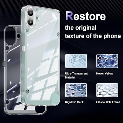 Case for Nothing CMF Phone 1, Military Grade Drop Protection Phone Case, Yellowing Resistant, Anti-Scratch Hard PC Back, Shockproof Hard Ultra-Thin Protective Cover, Clear - size: Nothing CMF Phone 1